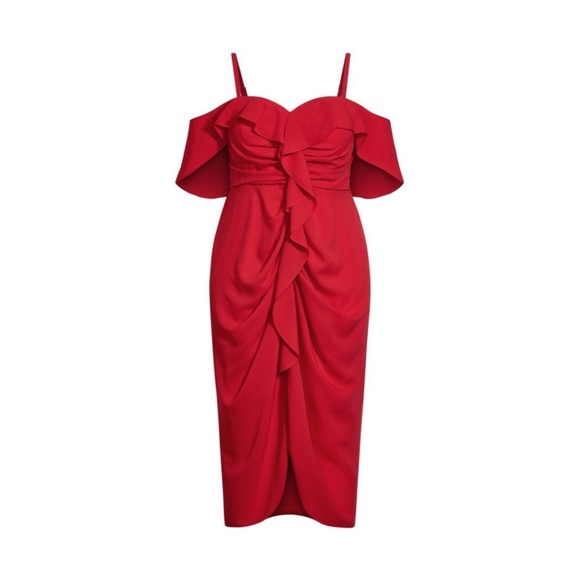 City Chic Va Va Voom Dress in Salsa Red - Picture 9 of 16